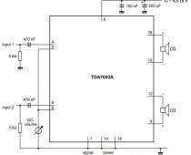 Схема стерео усилителя (УНЧ 2 x 1W) на TDA7053A Усилитель низкой частоты на TDA7053A